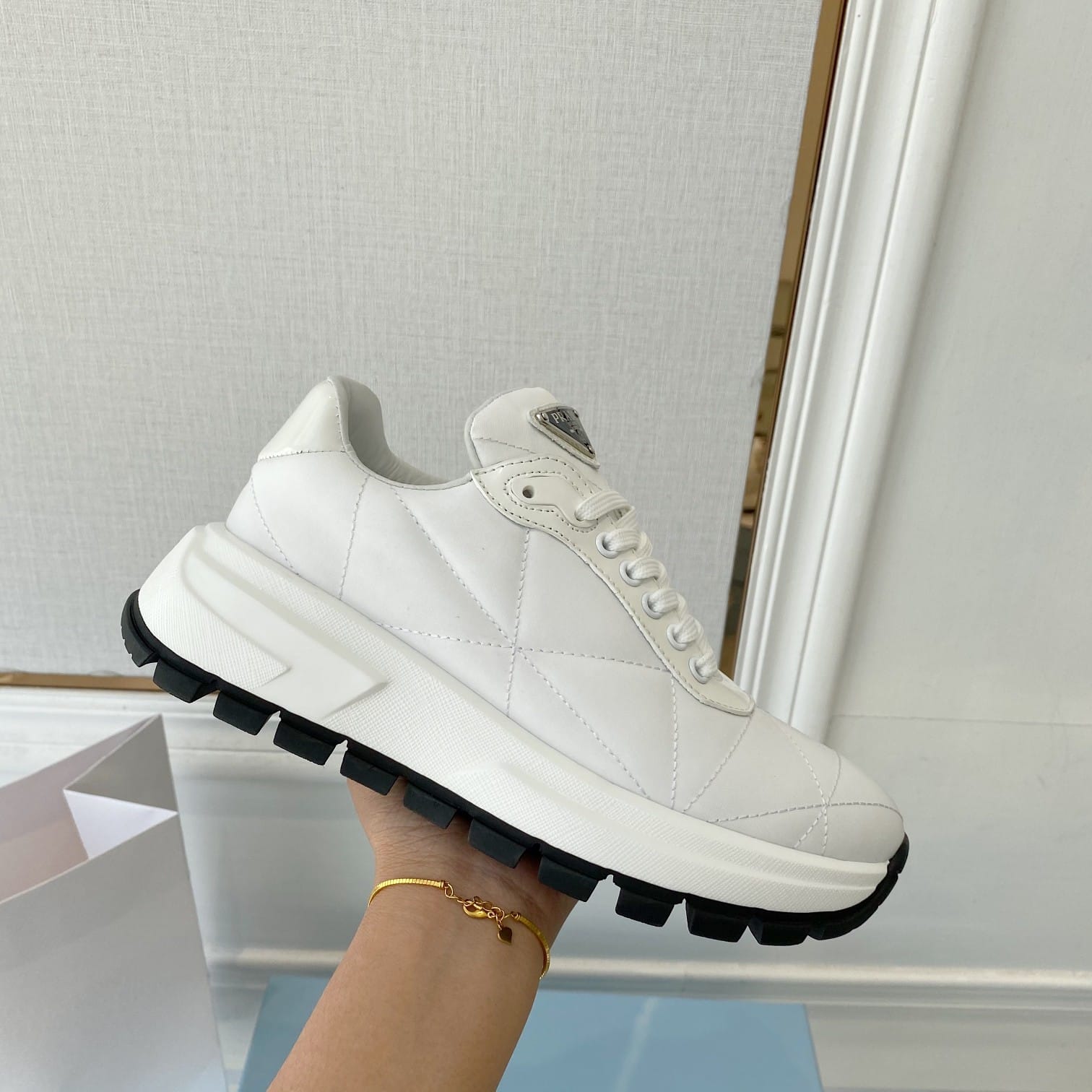 (1:1 replica) Prada Prax 01 Nylon Sneakers White For Women PRD P00618382