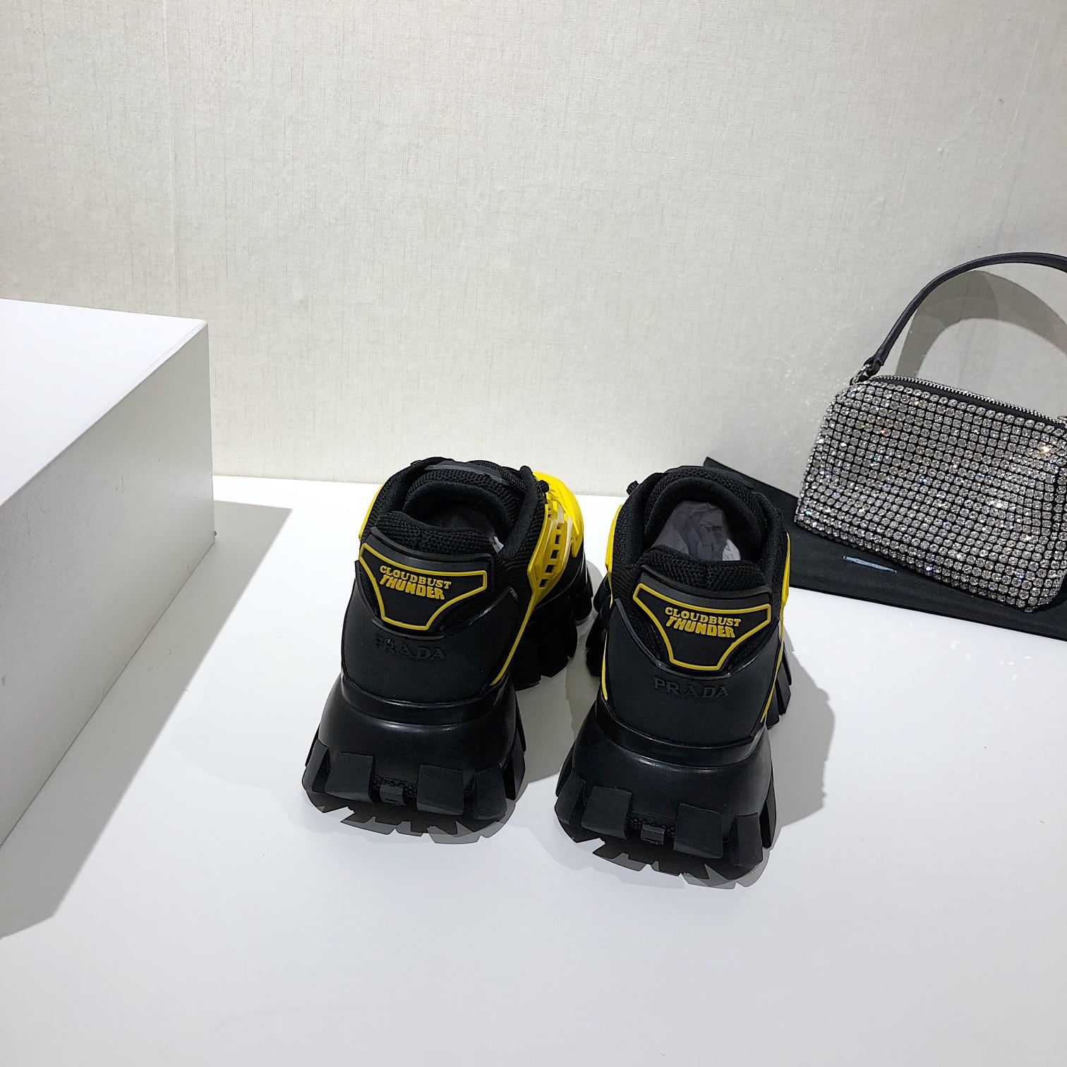 (1:1 replica) Prada Cloudbust Thunder Sneakers Yellow/Black For Women 2.4in/60mm PRD 2EG293_3LFV_F0010