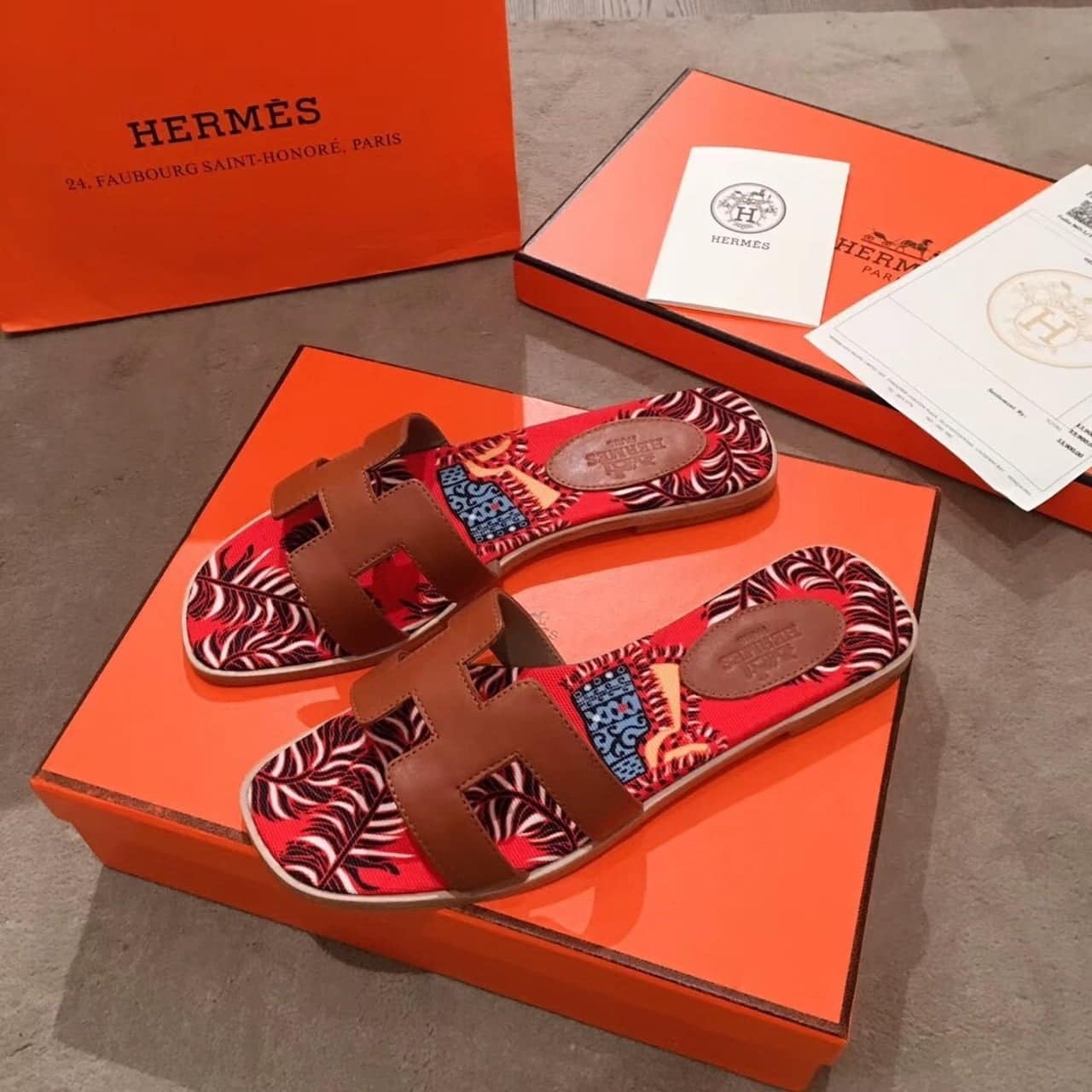 (1:1 replica) Hermes Oran Sandal Multicolor/Brown For Women, Women s Shoes H211170Z