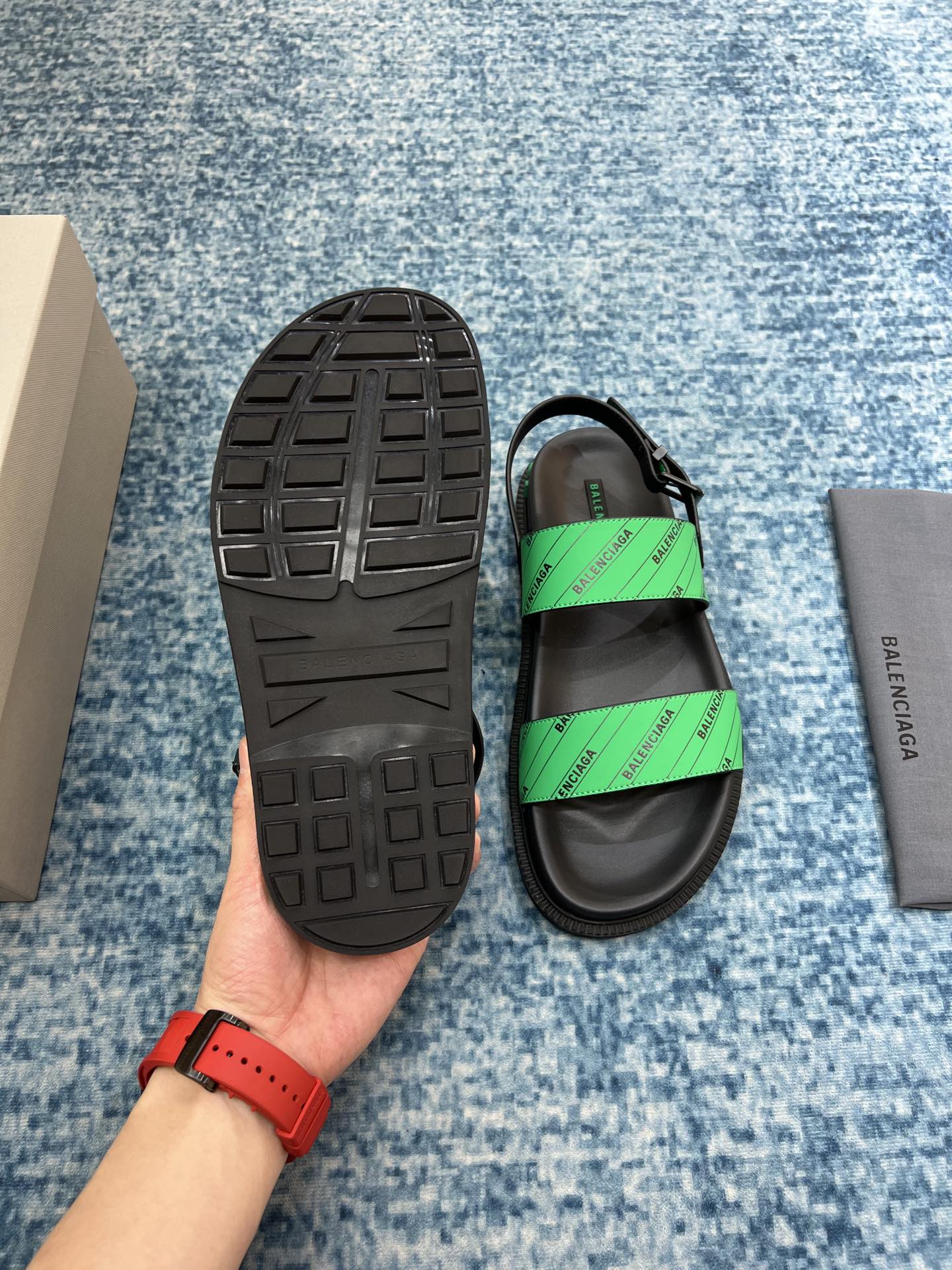 (1:1 replica) Balenciaga Sandal Black/Green For Women