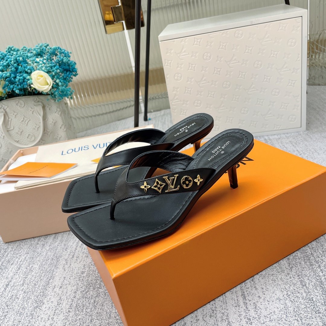 (1:1 replica) Louis Vuitton Women s Signature Thong Black For Women LV 1A9QG3