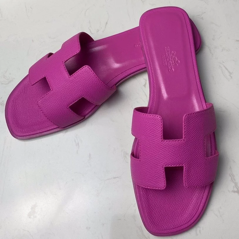 (1:1 replica) HERMES ORAN SLIDE SANDALS IN MAGNOLIA EPSOM CALFSKIN HMSD081