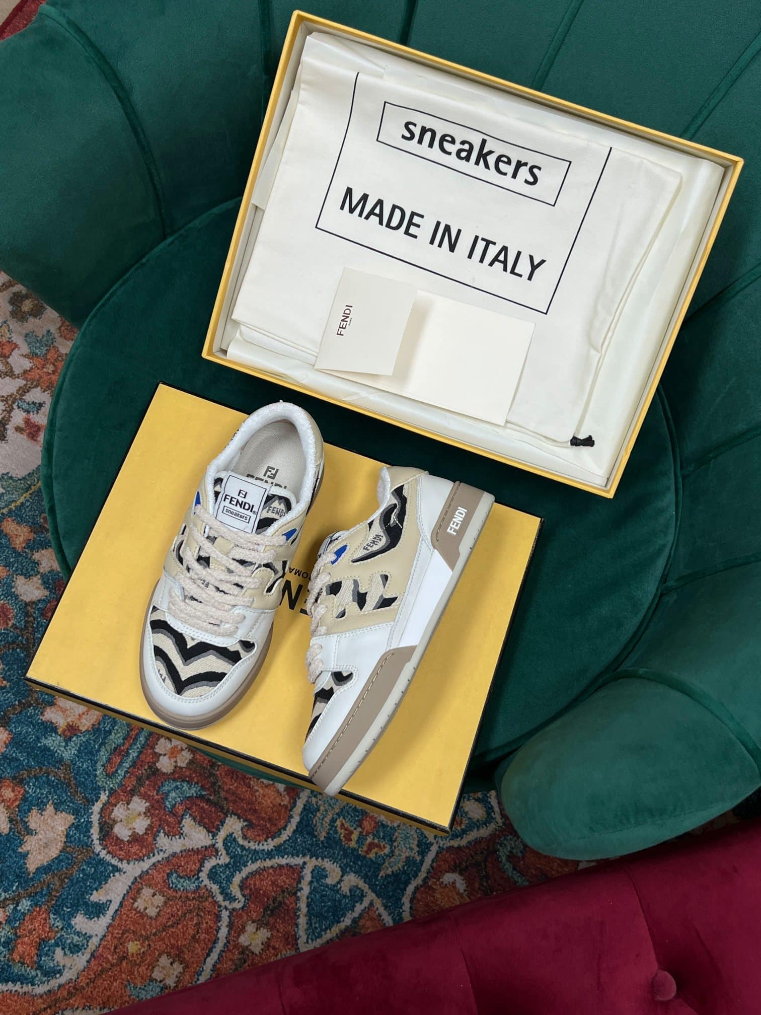 (1:1 replica) Fendi Match Low Tops In Beige For Women