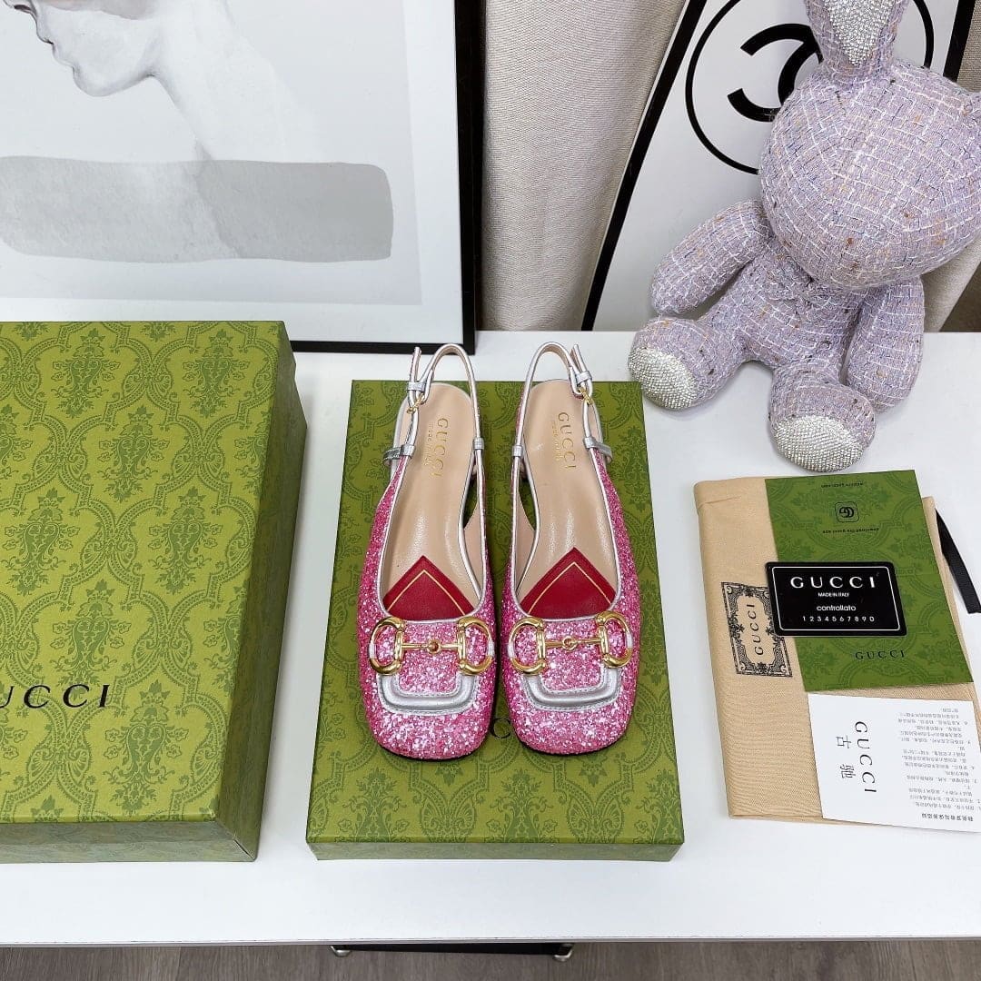 (1:1 replica) Gucci Lovelight Slingback With Horsebit Silver For Women GG