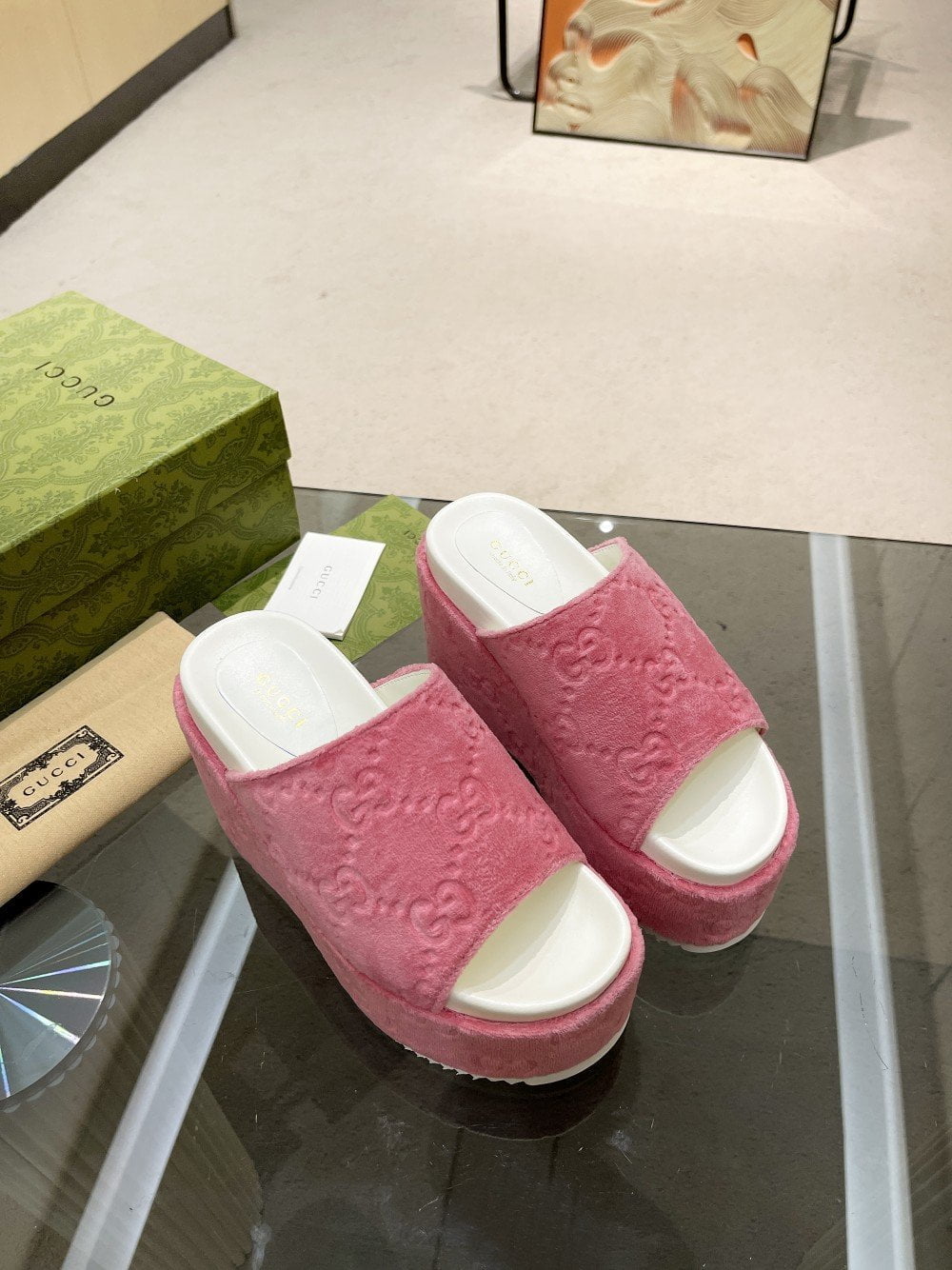 (1:1 replica) Gucci Women s GG Platform Sandal Pink For Women GG