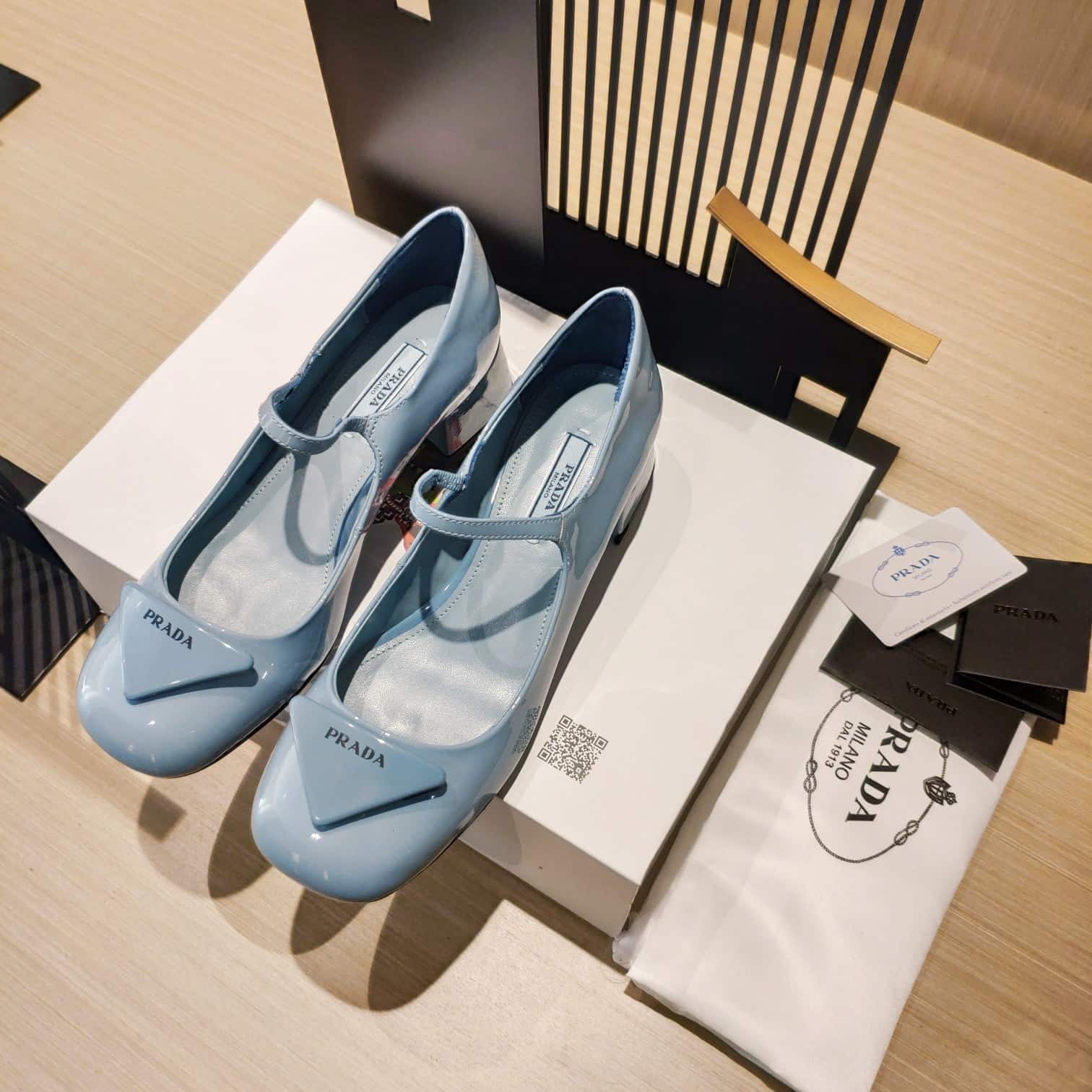 (1:1 replica) Prada Patent Pumps Blue For Women 1.8in/45mm PRD