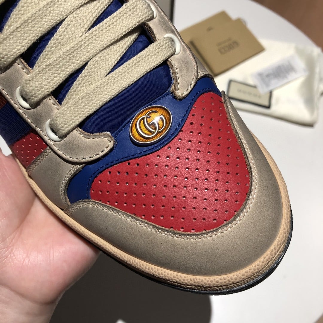 (1:1 replica) Gucci Women s Screener Low-Top White Red Blue For Women 546163