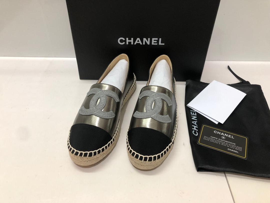 (1:1 replica) Chanel Espadrilles Metallic Grey For Women, Women s Shoes G29762