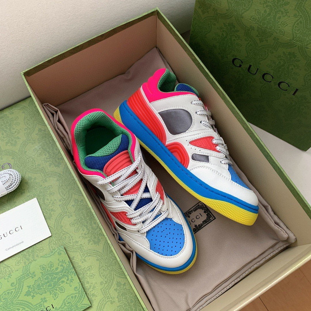 (1:1 replica) Gucci Women s Basket Sneaker White Pink And Blue For Women 661311 2SH80 9063