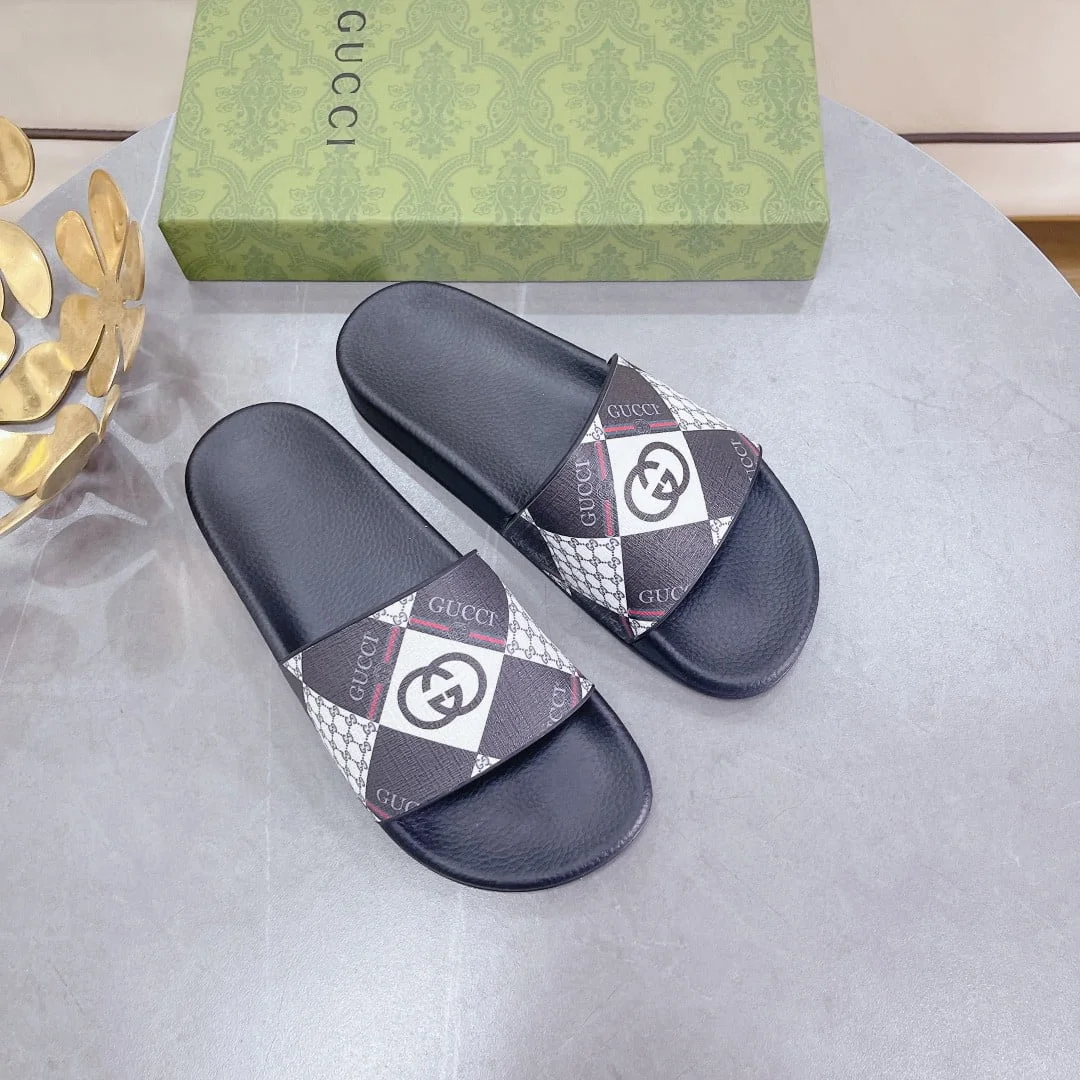 (1:1 replica) Gucci Women s Logo GG Supreme Slides With Web Black For Women 408508