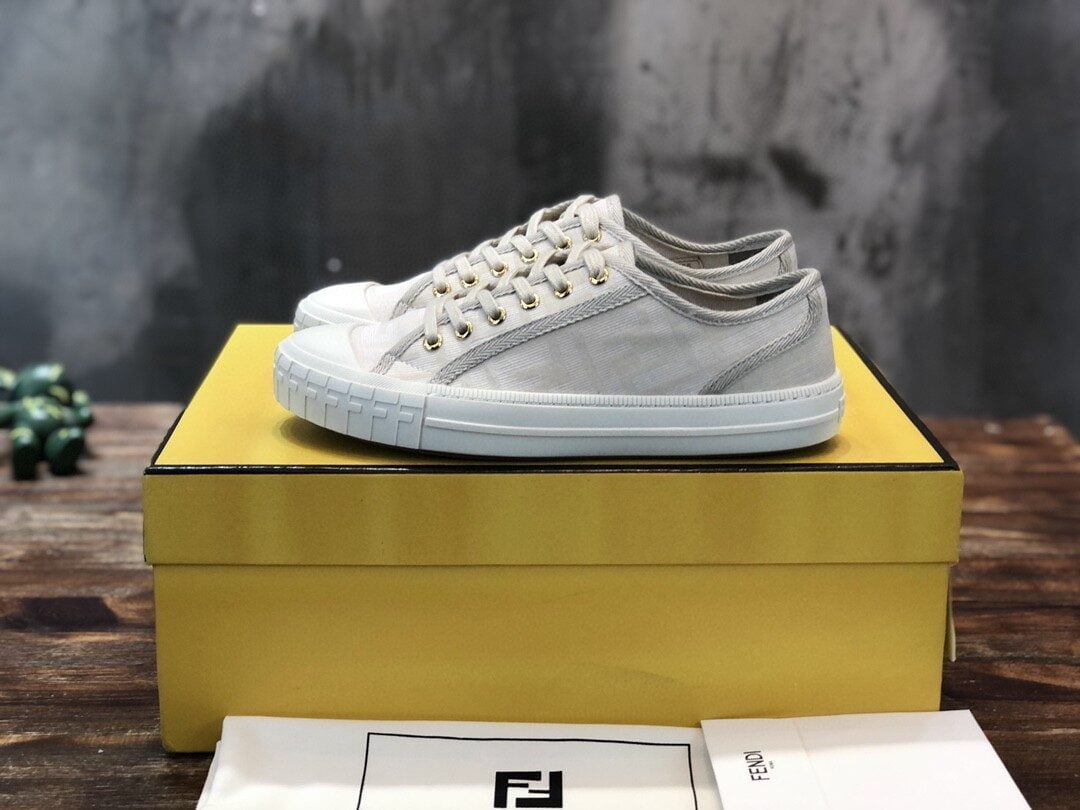 (1:1 replica) Fendi Domino Fabric Sneakers Grey For Women
