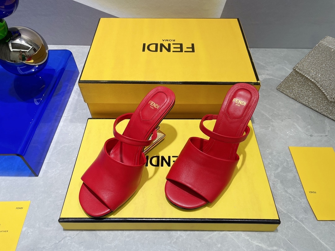 (1:1 replica) Fendi First Red High-Heeled Sandals For Women
