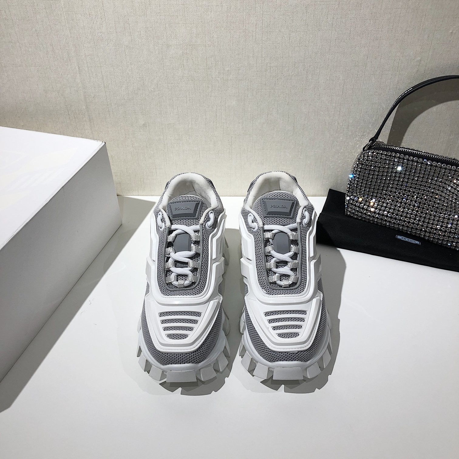 (1:1 replica) Prada Cloudbust Thunder Sneakers Grey And White For Women PRD