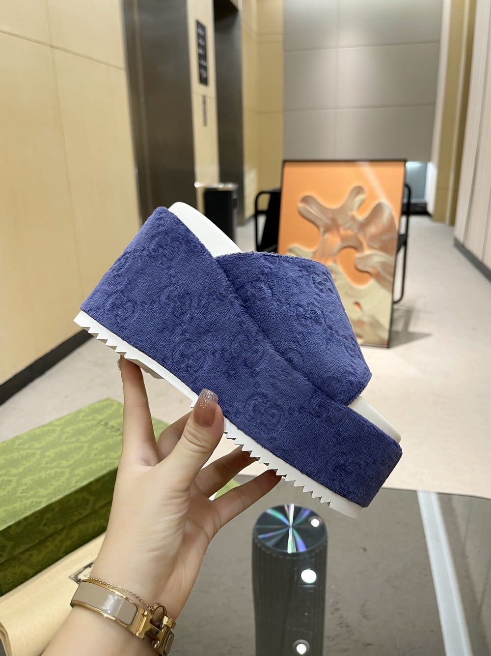(1:1 replica) Gucci Women s GG Platform Sandal Purple For Women GG