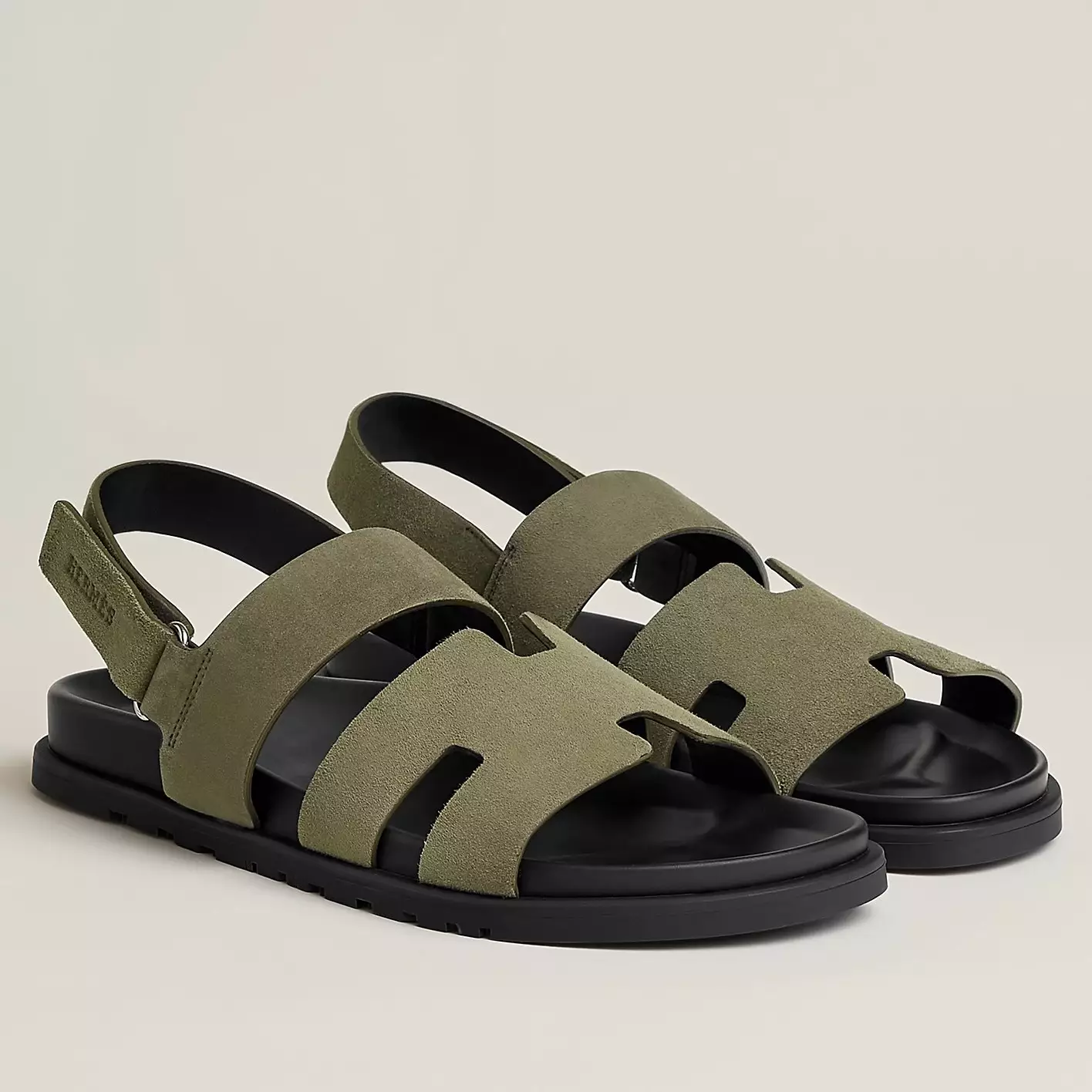 (1:1 replica) HERMES MEN S GENIUS SANDALS IN GREEN SUEDE CALFSKIN HMSD005