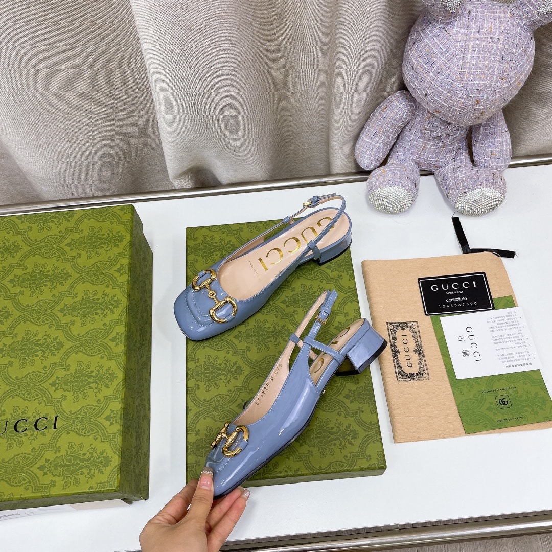 (1:1 replica) Gucci Women s Slingback With Horsebit Jade Green For Women GG