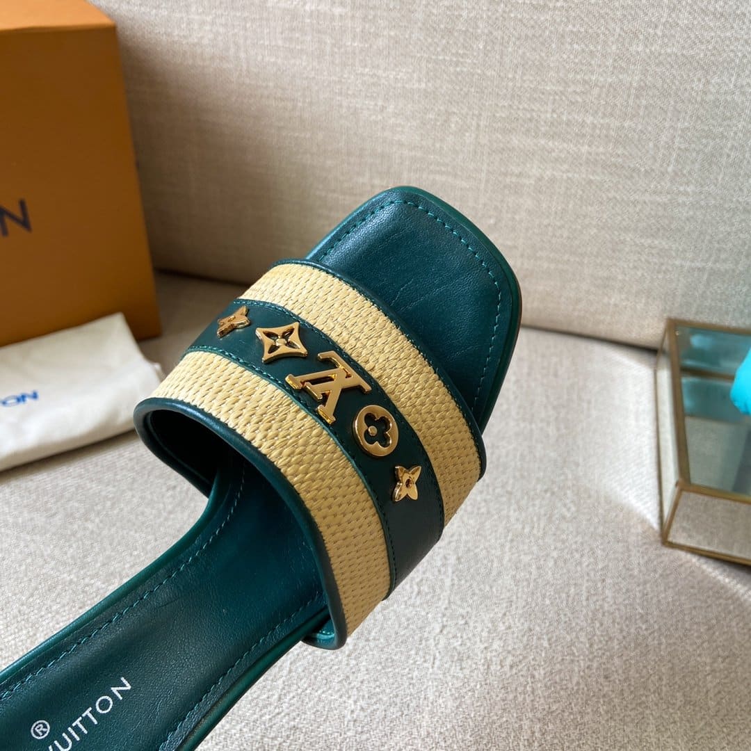 (1:1 replica) Louis Vuitton Women s Lock It Mule Green For Women LV 3.7in/9.5cm