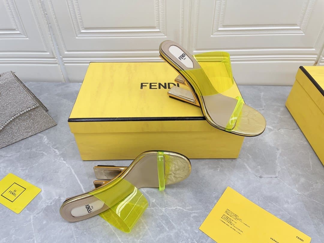 (1:1 replica) Fendi First Yellow Transparent High-Heeled Sandals For Women