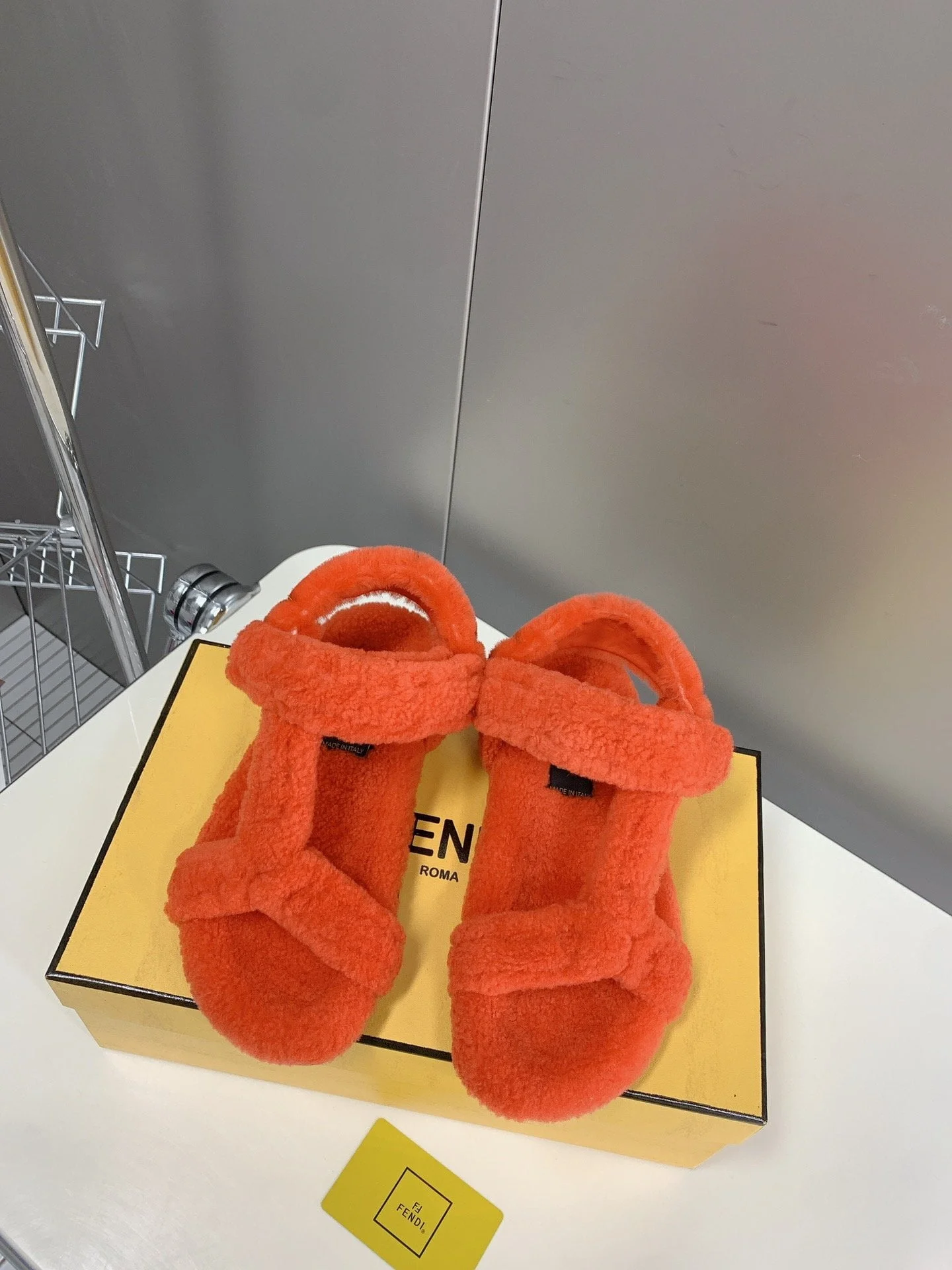 (1:1 replica) Fendi First Shearling Sandal Orange For Women