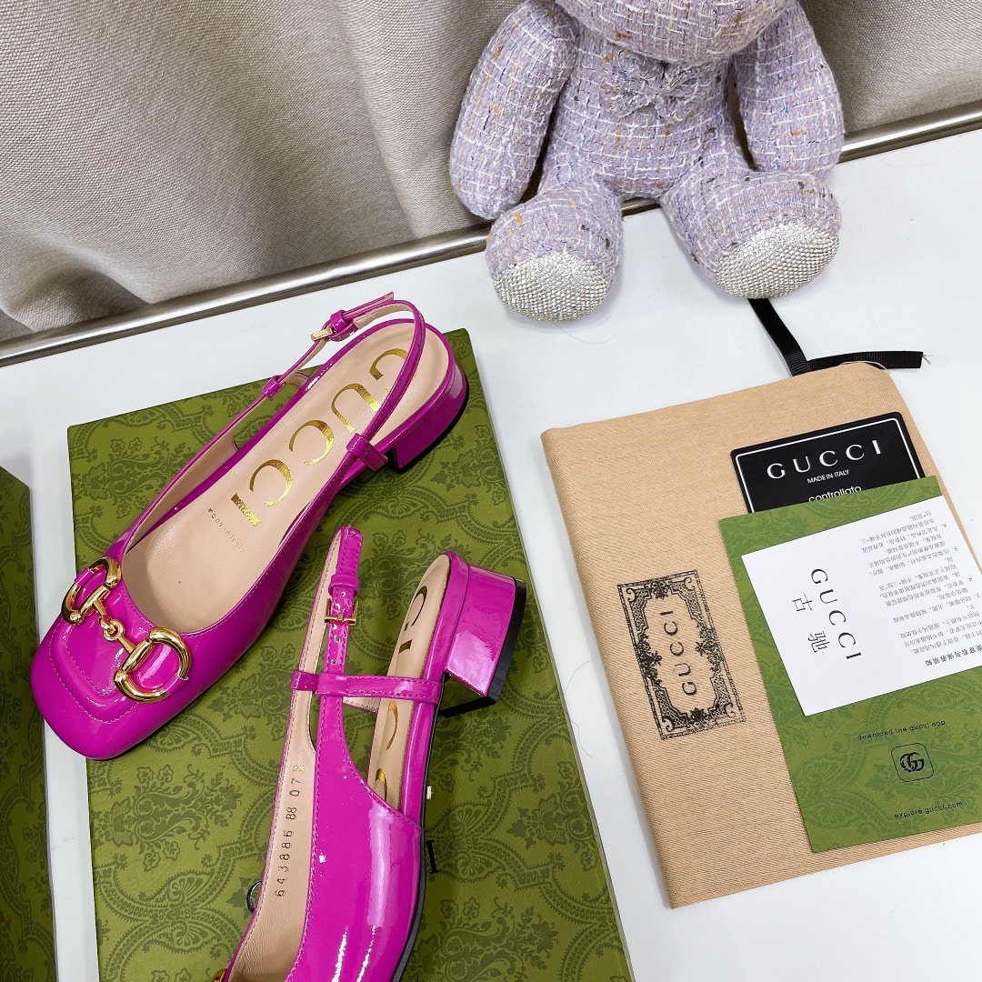 (1:1 replica) Gucci Women s Slingback With Horsebit Dark Pink For Women GG