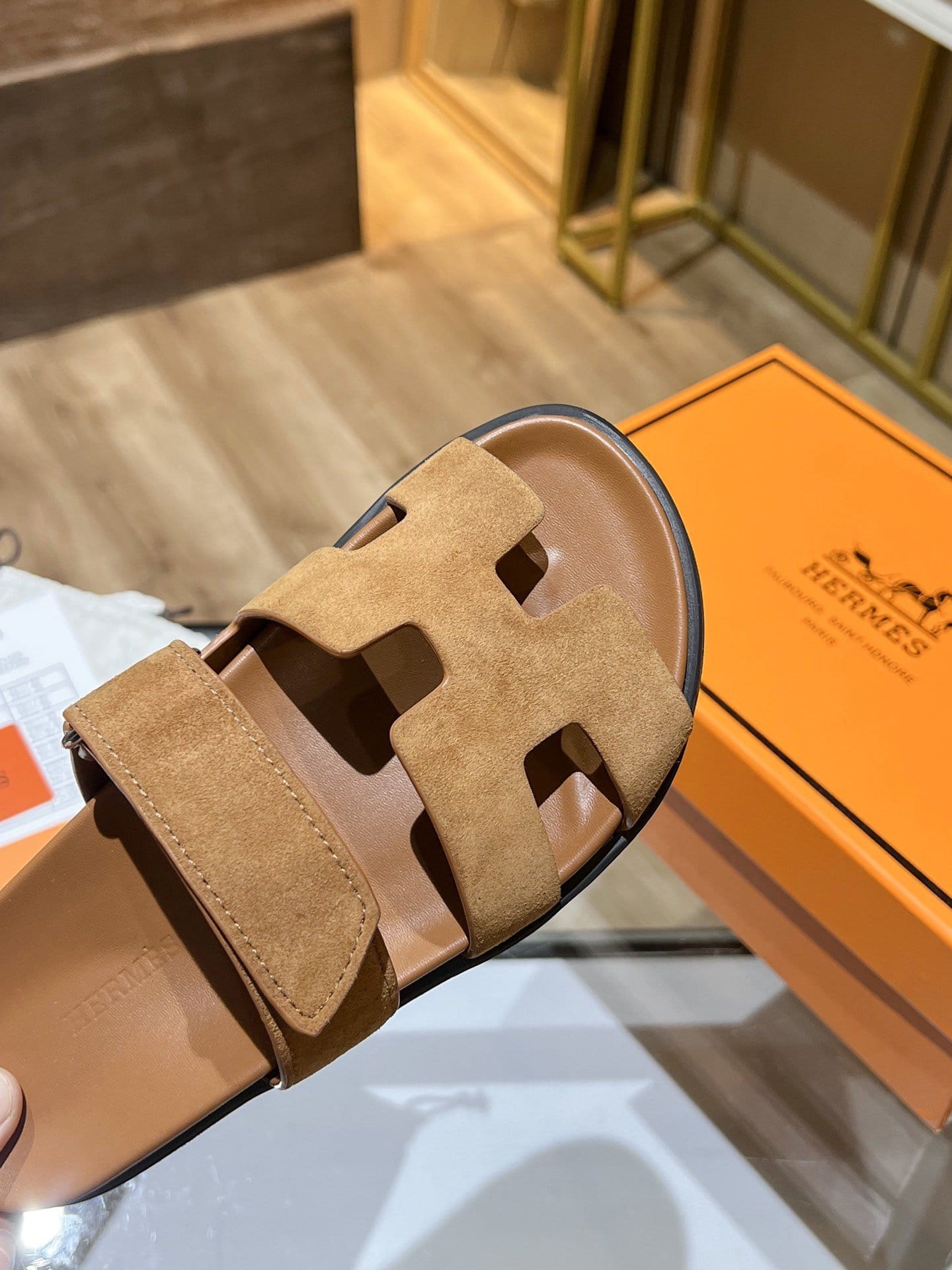 (1:1 replica) Hermes Chypre Sandal Brown For Women, Women s Shoes
