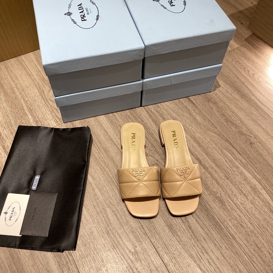 (1:1 replica) Prada Quilted Nappa Sabots Brown For Women 0.4in/10mm PRD 1XX583_038_F0F24_F_B010