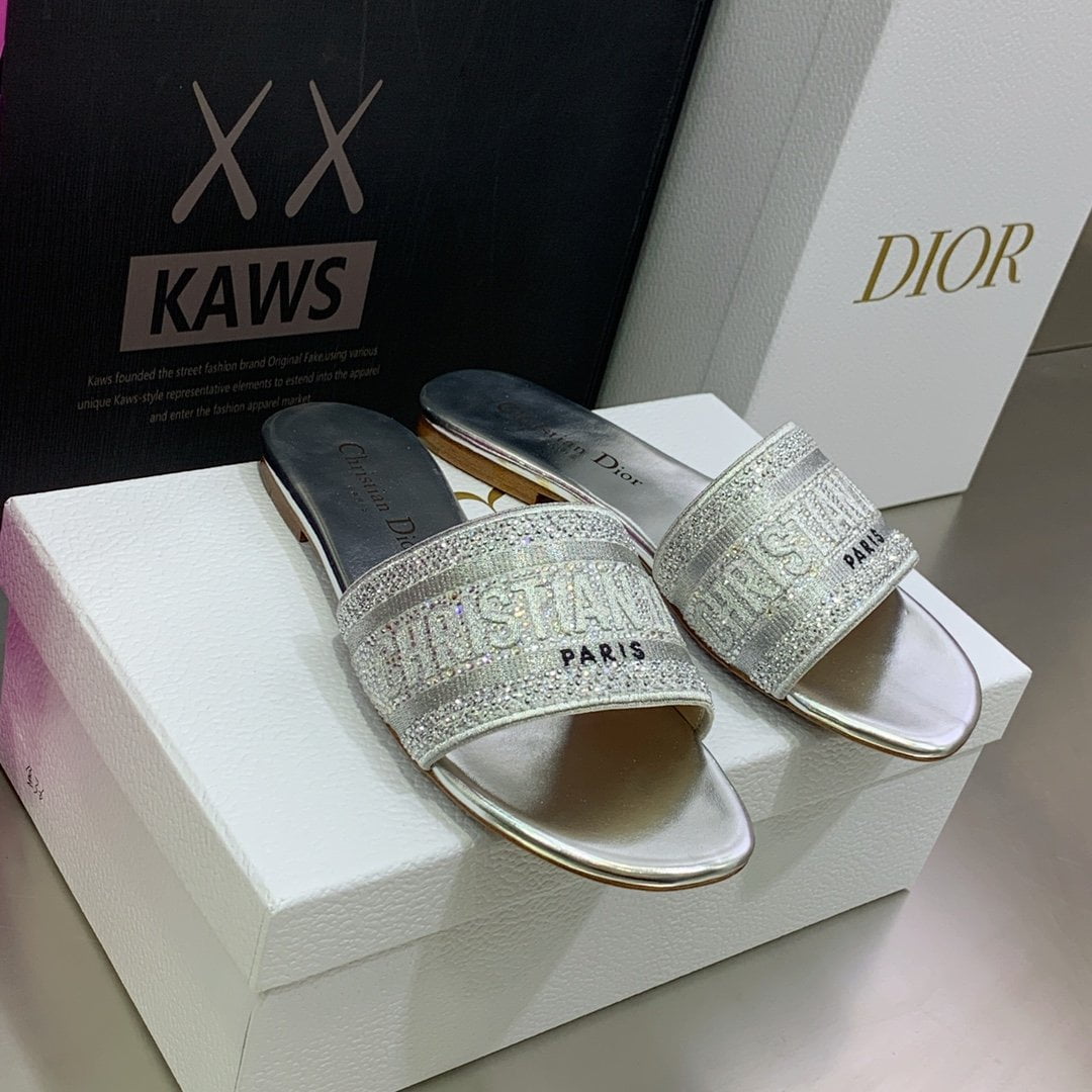(1:1 replica) Christian Dior Women s Dway Slide Sliver For Women CD