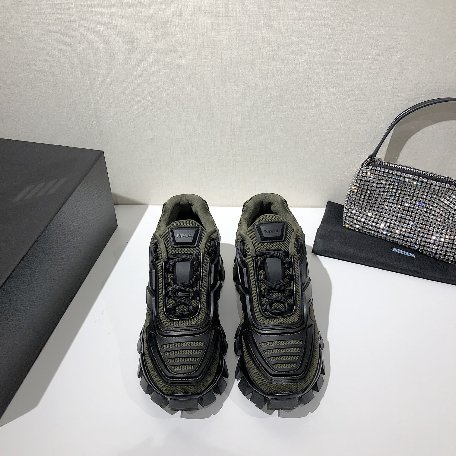 (1:1 replica) Prada Cloudbust Thunder Sneakers Green/Black For Women 2.4in/60mm PRD