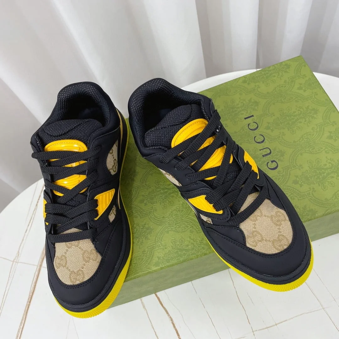 (1:1 replica) Gucci Men’s GG Basket Sneaker Black And Yellow For Women 661311