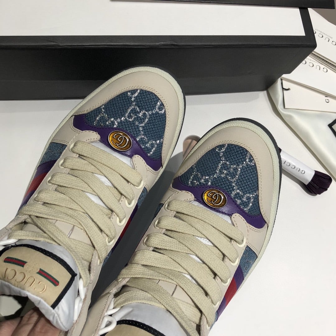 (1:1 replica) Gucci Women s Screener GG High-Top Blue For Women 5637309