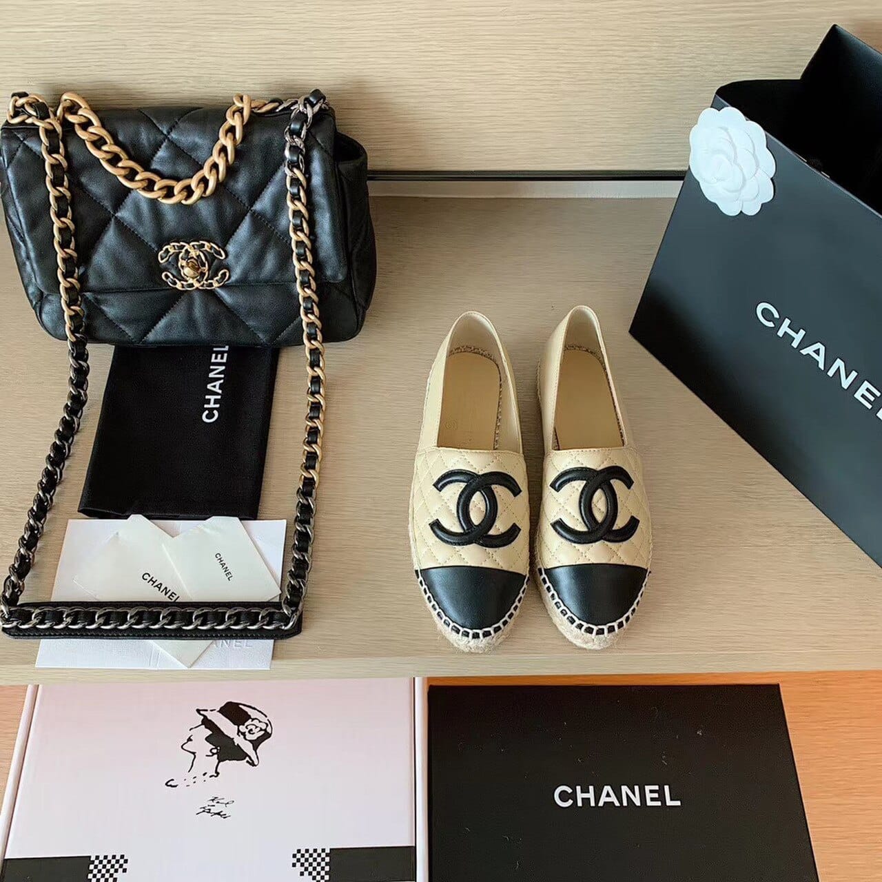 (1:1 replica) Chanel Espadrilles Beige/Black For Women, Women s Shoes G29762
