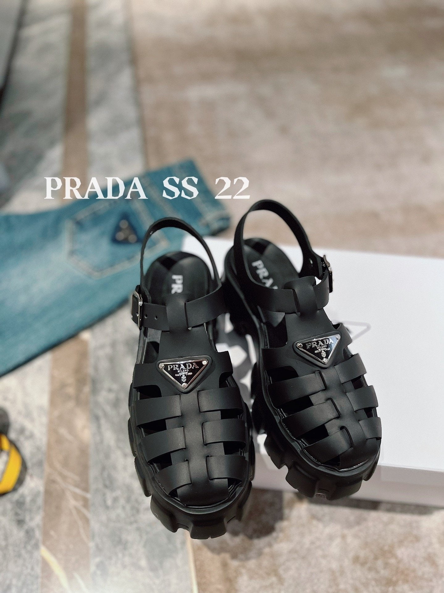 (1:1 replica) Prada Foam Rubber Sandals Black For Women 2.2in/55mm PRD 1X853M_3LKK_F0002_F_055