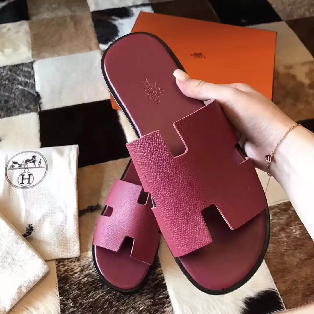 (1:1 replica) HERMES MEN S IZMIR SANDALS IN RUBY EPSOM CALFSKIN HMSD031