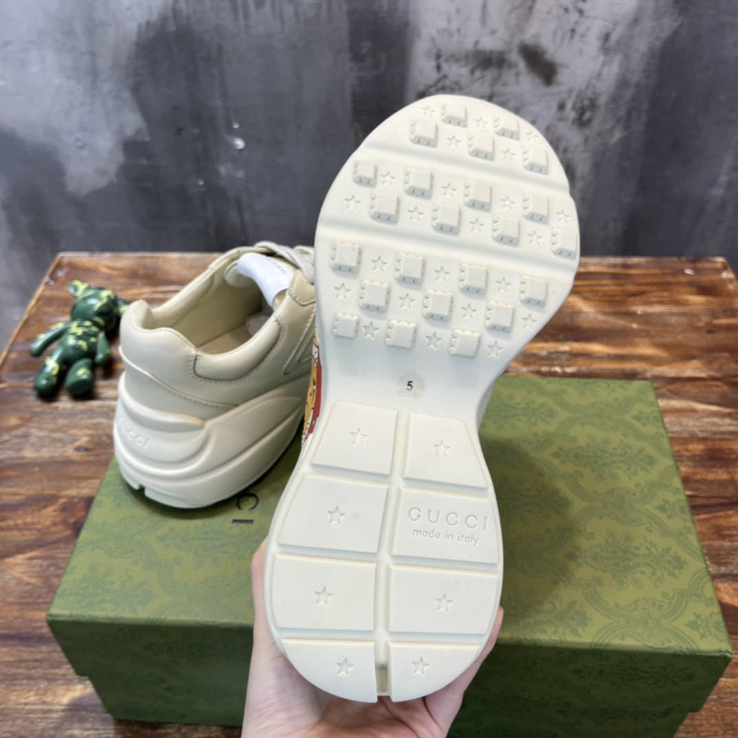 (1:1 replica) Gucci Women s Rhyton Sneaker With Cat Print Ivory White For Women 699293 DRW00 9522