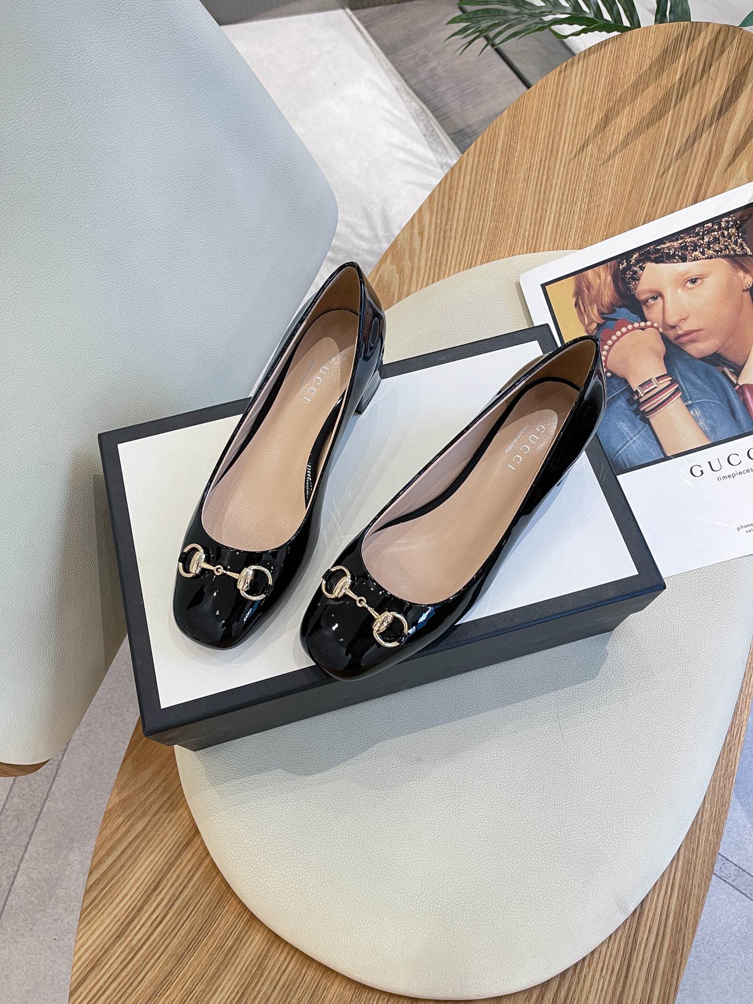 (1:1 replica) Gucci Women s Ballet Flat With Horsebit Black For Women GG