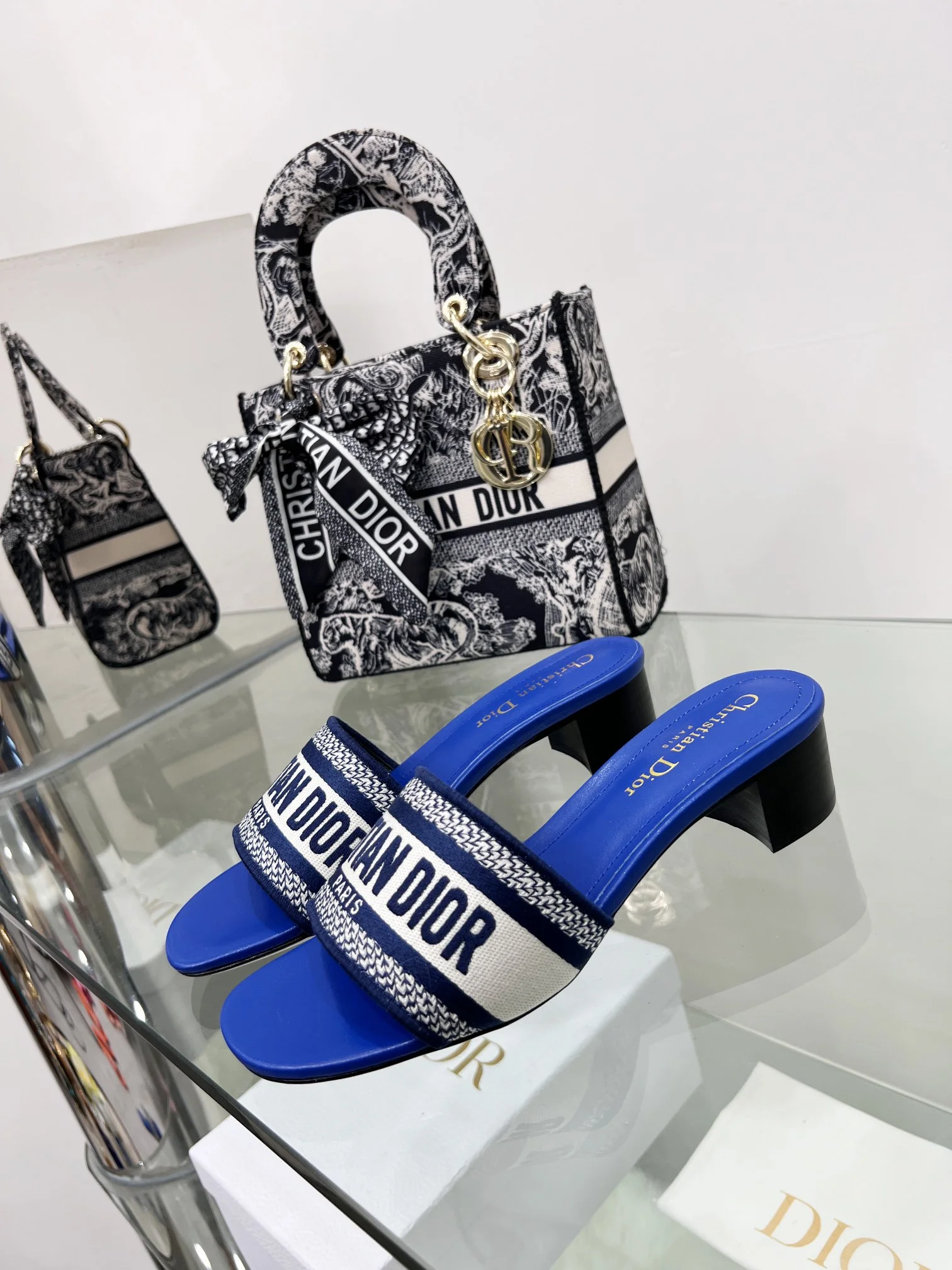 (1:1 replica) Christian Dior Women s Dway Heeled Slide Blue For Women CD