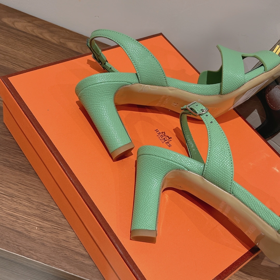 (1:1 replica) Hermes Eternite Sandal Green For Women 2.7in/7cm