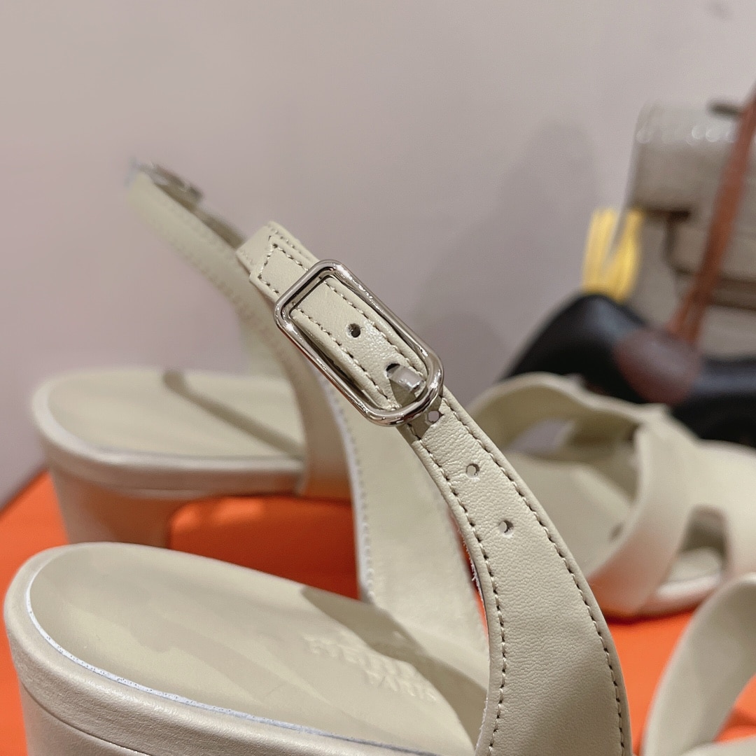 (1:1 replica) Hermes Eternite Sandal White Grey For Women 2.7in/7cm