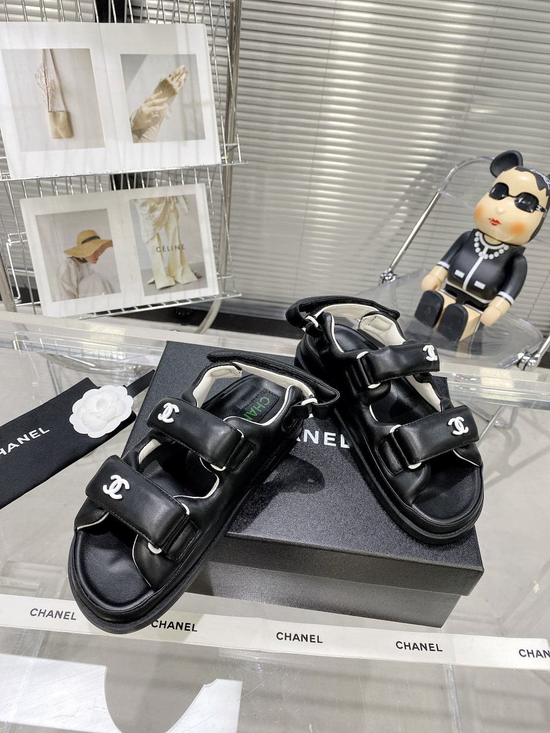 (1:1 replica) Chanel Women s Sandals With Chanel Logo Black For Women