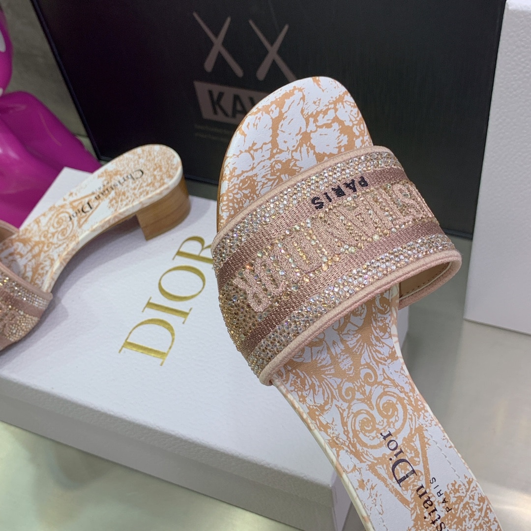 (1:1 replica) Christian Dior Women s Dway Heeled Slide Bright Pink For Women CD