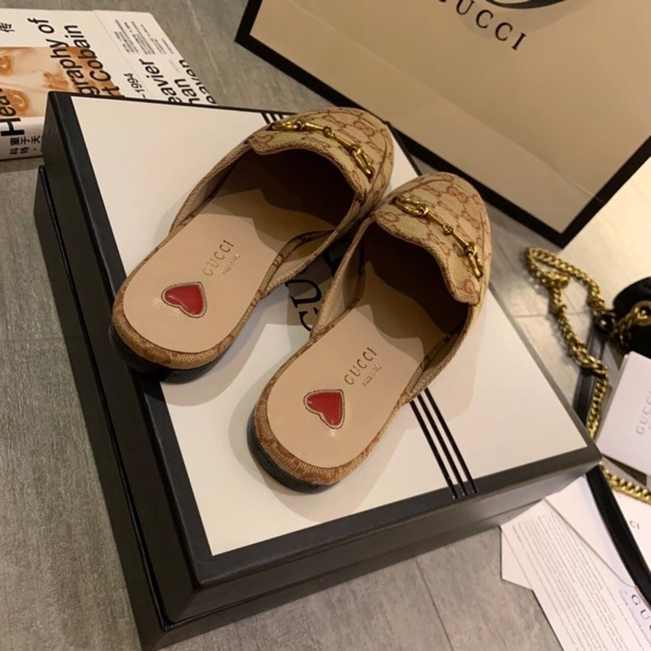(1:1 replica) Gucci Women s Jumbo GG Princetown Slipper By Canavas Brown For Women GG 475094 UKO60 2588