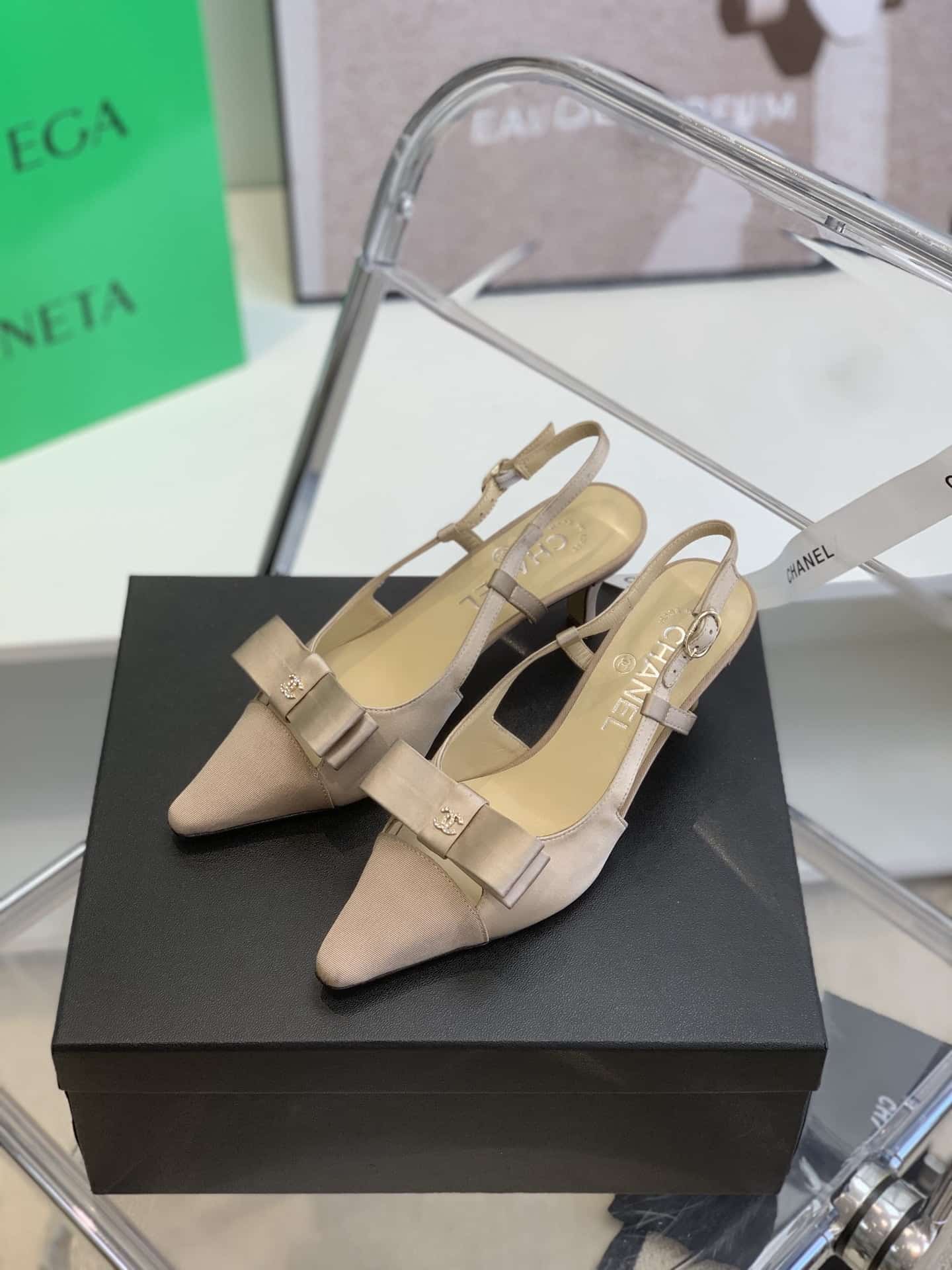 (1:1 replica) Chanel Slingbacks Beige For Women, Women s Shoes