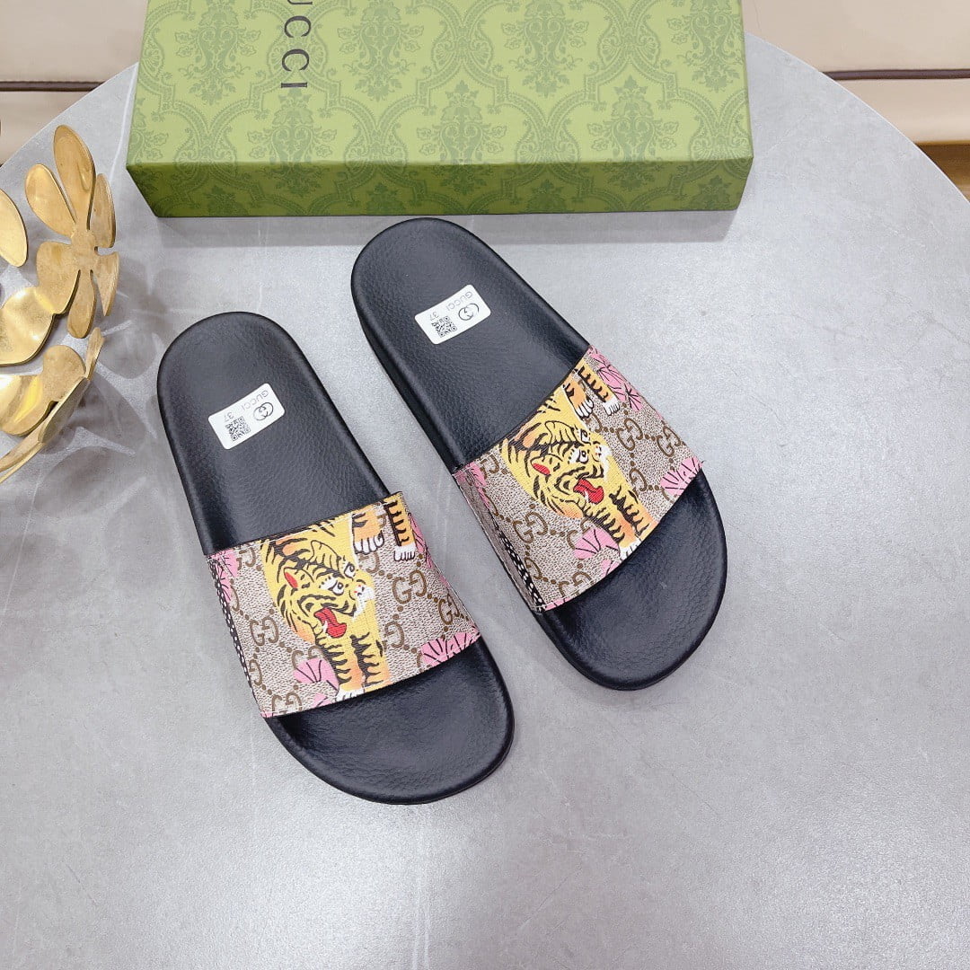 (1:1 replica) Gucci Women s Tiger Print Slide Sandal Multicolor For Women 408508