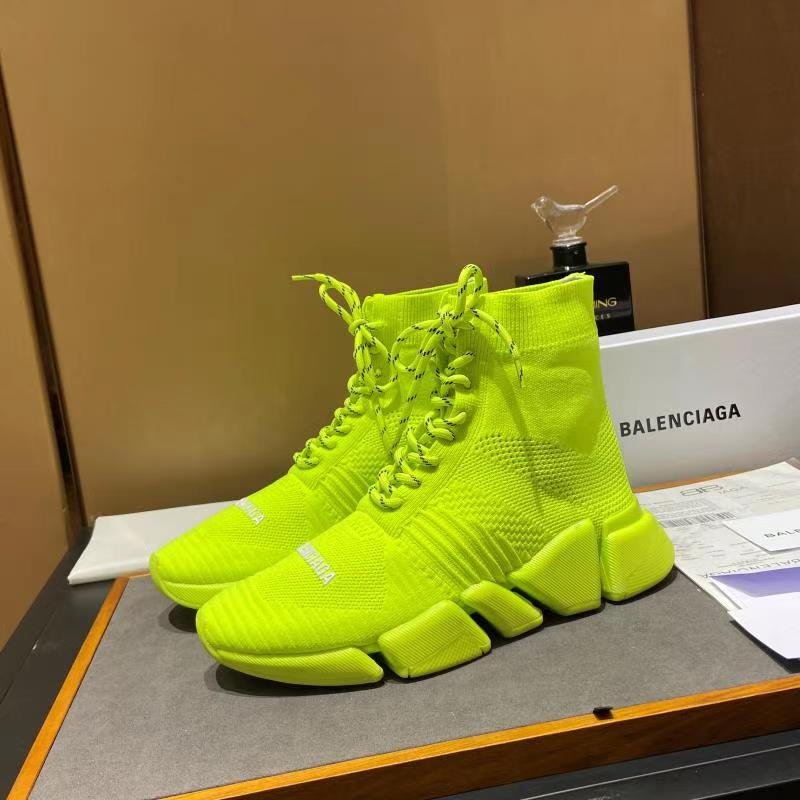(1:1 replica) Balenciaga Speed 2.0 Lace-Up Recycled Knit Trainers Yellow For Women
