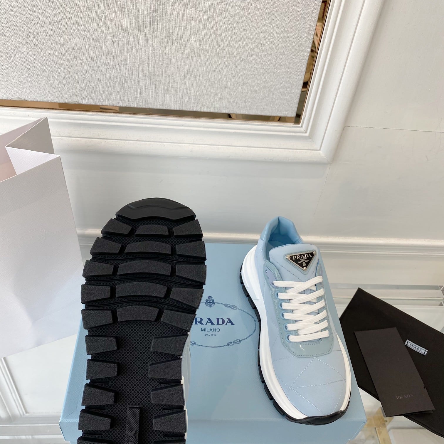(1:1 replica) Prada Prax 01 Nylon Sneakers Blue For Women PRD