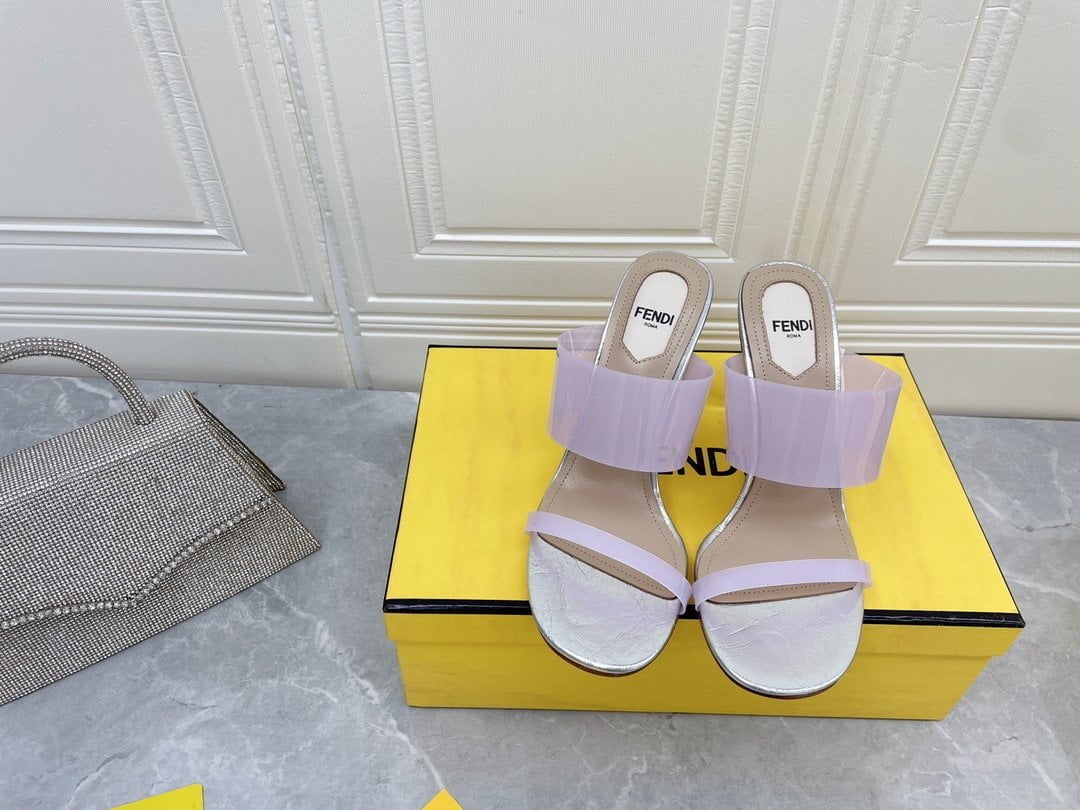 (1:1 replica) Fendi First Violet Transparent High-Heeled Sandals For Women