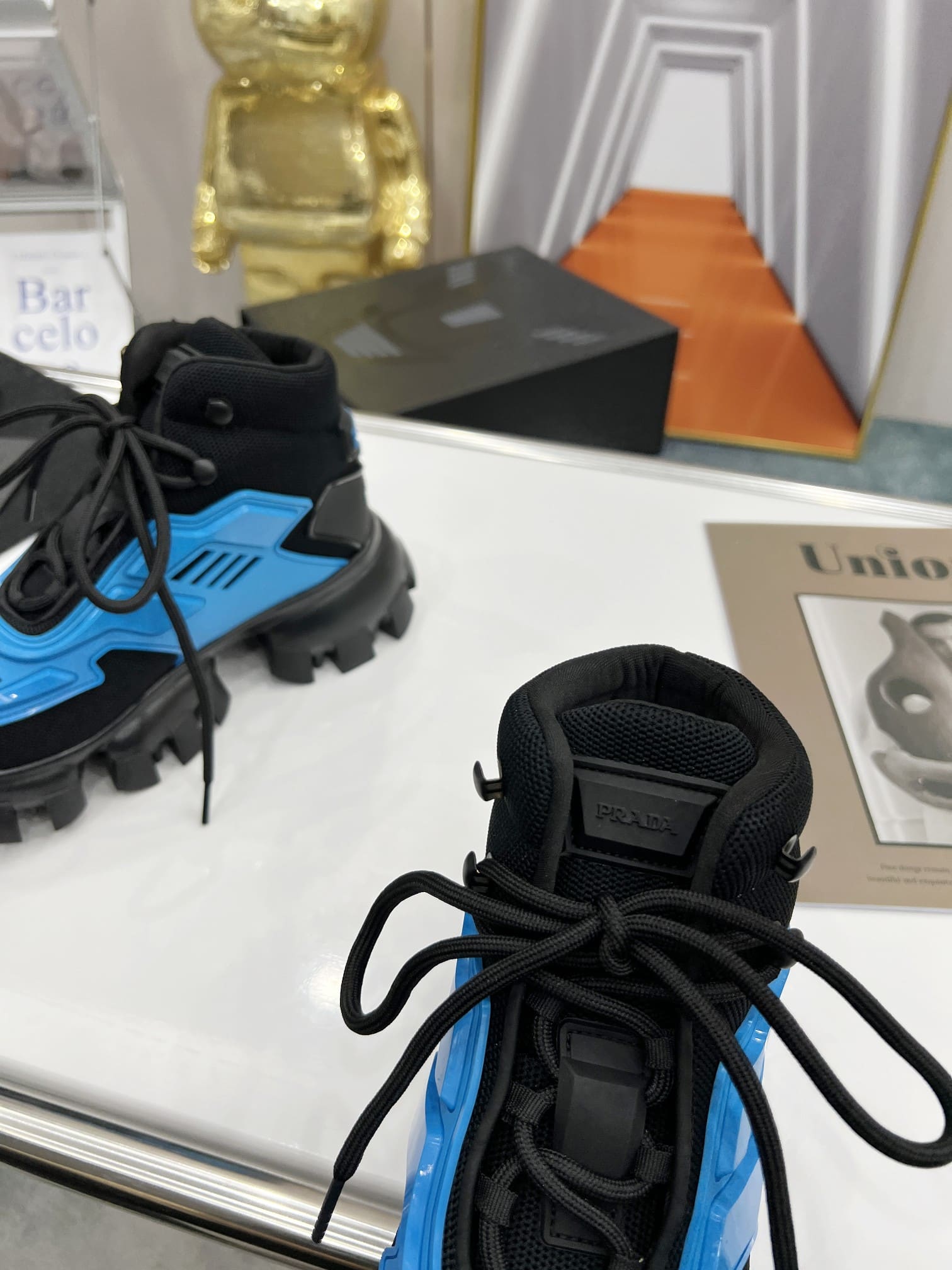 (1:1 replica) Prada Cloudbust Thunder High-Top Sneakers Blue/Black For Women 1.9in/50mm PRD