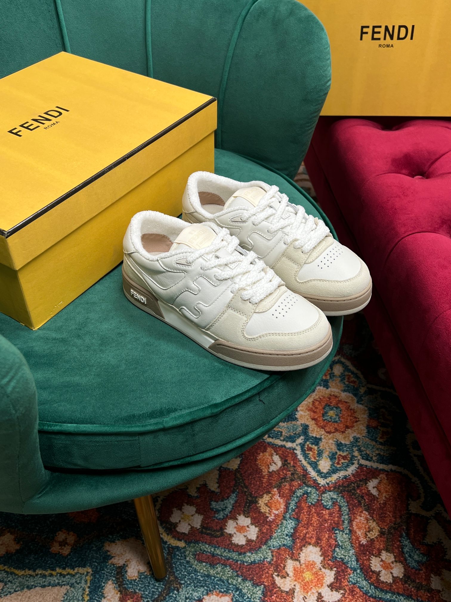 (1:1 replica) Fendi Match Low Tops In White For Women 8E8252AHH2F1FHS