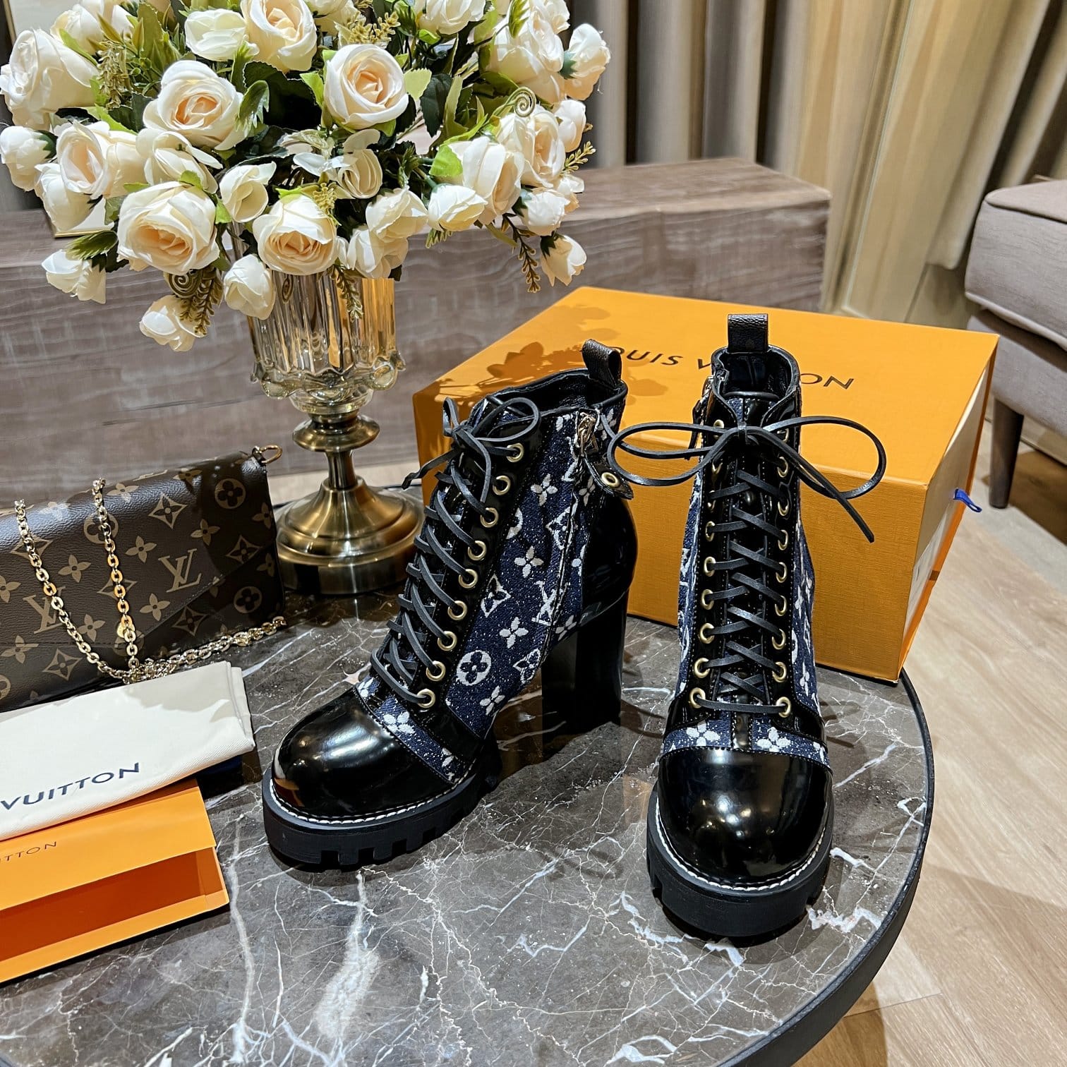(1:1 replica) Louis Vuitton Women s Star Trail Ankle Boot Blue For Women LV