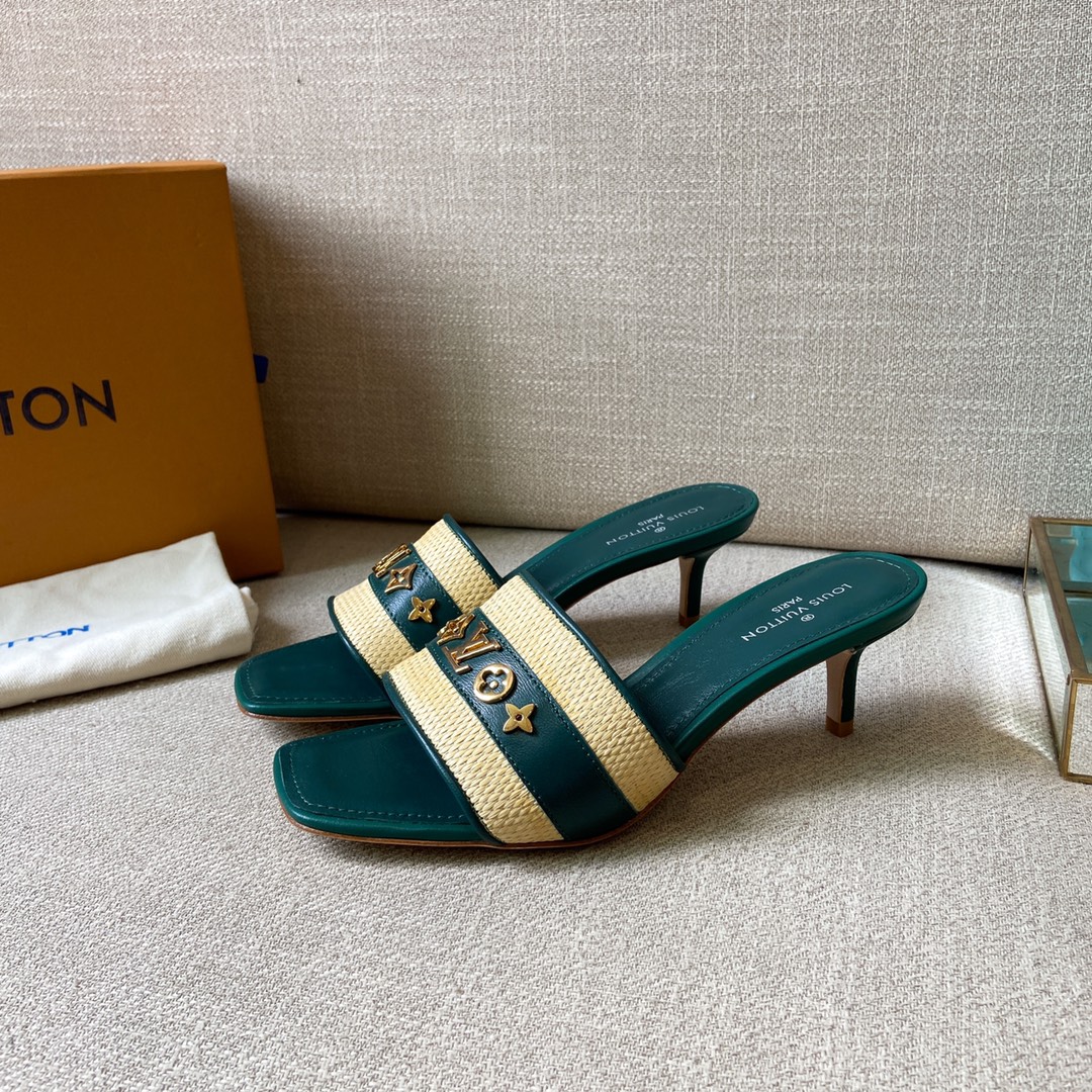 (1:1 replica) Louis Vuitton Women s Lock It Mule Green For Women LV 2.2in/5.5cm